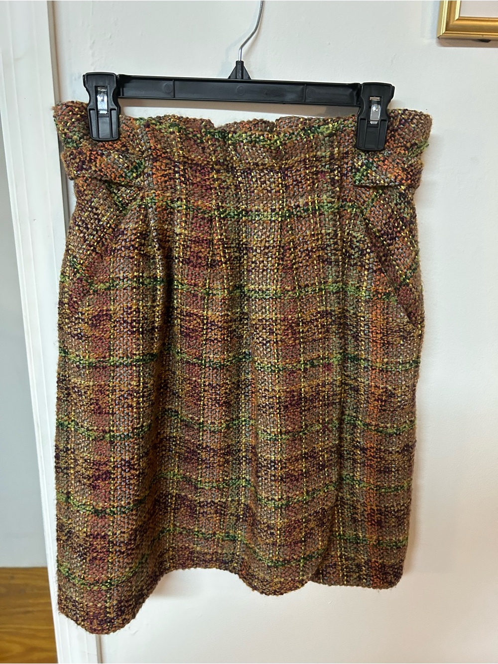 Odille Tweed A-Line Skirt in Brown, Green and Rust Tones